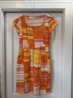 J. McLaughlin Orange, Pink & Yellow Geometric Mini Dress